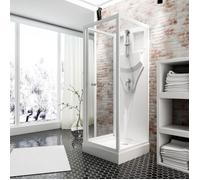 Schulte cabine de douche intégrale 80x80x190 cm, réversible, verre 5 mm, cabine de douche complète, porte pivotante, blanc, Juist