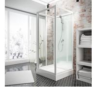 Schulte cabine de douche intégrale 80x80x210 cm, réversible, verre 5 mm, cabine de douche complète, porte pivotante, blanc, Juist
