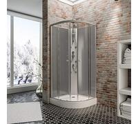 Schulte cabine de douche intégrale 85 x 85 x 225 cm (receveur inclus), paroi arrondie, portes coulissantes, gris foncé, verre de sécurité