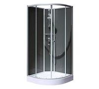 Schulte cabine de douche intégrale 90 x 90 x 202 cm (receveur inclus), profilé alu-argenté, paroi arrondie avec portes coulissantes, verre de sécurité, carré
