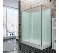 Schulte cabine intégrale 120x80 x 204 argenté coulissante gauche verre 5mm | Receveur de douche, kit d'évacuation, colonne, douchette & panneaux muraux