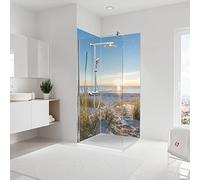 Schulte pack lot de 2 panneaux muraux, 2 x 90 x 210 cm, revêtement salle de bain douche, surface 3.78 m², épaisseur panneaux 3 mm, coucher de soleil dune en remplacement du carrelage sans joints