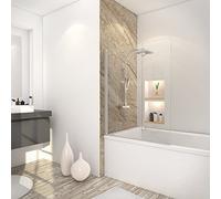 Schulte pare baignoire 104x130 argenté 2 volets 63+41cm réversible, 5mm | pivotant rabattable à 180° verre trempé