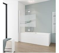 Schulte pare-baignoire, 112x140cm, paroi de baignoire réversible, pliant, 2 volets pivotants, rabattables, décor liane, blanc