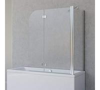 Schulte pare baignoire 112x142 cm + paroi 70 cm chromé réversible 2 volets | 2 volets avec paroi latérale rabattable verre trempé