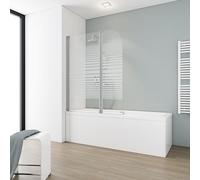 Schulte pare-baignoire, 114x140cm, paroi de baignoire réversible, pliant, volets pivotants, bandes transversales, alu-argenté