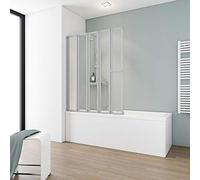 Schulte pare baignoire 115xh.140 alu-argenté 5 volets 28+3x22+21 réversible | pivotant rabattable à 180° verre acrylique 3mm