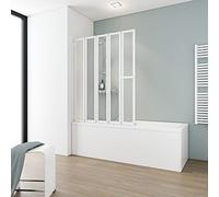 Schulte pare baignoire 115xh.140 blanc 5 volets 28+3x22+21, réversible | pivotant rabattable à 180° verre acrylique 3mm