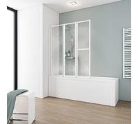 Schulte pare baignoire 127 x h.140 blanc, 3 volets porte-serviette, 3mm | 3 volets 47x40x40 rabattable à 180° verre acrylique