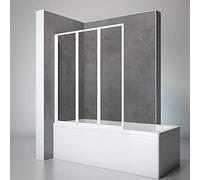 Schulte pare baignoire 127 x h.140 blanc 3 volets, réversible, verre 3 mm