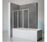 Schulte pare-baignoire, 127x120 cm, réversible, volets pliants, à coller, sans percer, verre 3 mm, transparent, alu-argenté