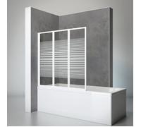 Schulte pare baignoire l.127 x 121 cm, blanc, 3 volets (47+40+40) pivotants, à coller sans perçage, écran réversible rabattable, verre de sécurité 3 mm décor sérigraphié