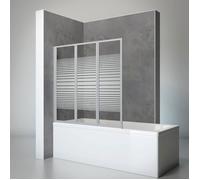 Schulte pare baignoire à coller l.127 x h.121 cm,alu-argenté, 3 volets (47+40+40) pivotants, sans percer, réversible, verre de sécurité 3 mm sérigraphié
