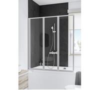 Schulte pare-baignoire, 127x140cm, paroi de baignoire rabattable, verre synthétique 3 mm, transparent, pivotant, 3 volets, blanc