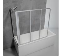 Schulte pare-baignoire, 127x70x120cm, pare-baignoire d'angle sans percer, à coller, rabattable, verre 3mm, transparent, alu-argenté