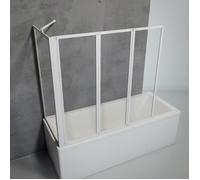 Schulte pare-baignoire, 127x75x120cm, pare-baignoire d'angle sans percer, à coller, rabattable, verre 3mm, transparent, blanc