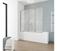 Schulte pare baignoire 152x140 argenté 3 volets porte-serviette réversible | volets 72x40x40 cm pivotants rabattables à 180° verre synthétique 3mm