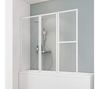 Schulte pare baignoire 152x140 blanc 3 volets + porte-serviette réversible | volets 72x40x40 cm pivotants rabattables à 180° verre trempé