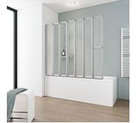 Schulte pare baignoire 159 x h.140 cm, 7 volets (27+6 * 22), profilé alu-argenté, écran pivotant, rabattable à 180°, verre synthétique acrylique 3mm