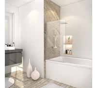 Schulte pare baignoire 70 x 120 cm, profilé alu-argenté, montage gauche droite, 1 volet pivotant rabattable à 180°, verre de sécurité 5 mm transparent