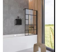 Schulte pare baignoire 70 x 130 cm, profilé noir, montage gauche droite, paroi mobile 1 volet pivotant, rabattable à 180°, verre de sécurité 5 mm décor, réglage 69.5-70.5