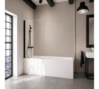 Schulte pare baignoire 70 x 130 cm, profilé noir, montage gauche droite, paroi mobile 1 volet pivotant rabattable à 180°, verre de sécurité 5mm transparent, réglage 69.5-70.5