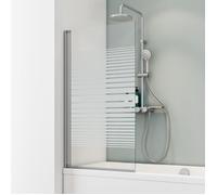 Schulte pare-baignoire, 70x130 cm, paroi de baignoire pliant, rabattable, réversible, verre 5 mm, bandes transversales, alu-argenté