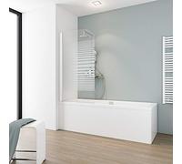 Schulte pare-baignoire, 80x140cm, paroi de baignoire réversible, pliant, rabattable, volet pivotant, bandes transversales, blanc