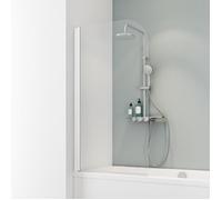 Schulte pare baignoire 80 x 140 cm, profilé blanc, montage gauche droite, écran 1 volet pivotant rabattable à 180°, verre de sécurité 5 mm transparent
