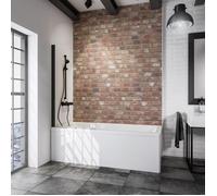 Schulte pare-baignoire, 80x140 cm, écran de baignoire pliant, rabattable, volet pivotant, réversible, verre 5 mm, transparent, noir