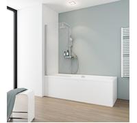 Schulte pare-baignoire, 80x140 cm, écran pliant, volet pivotant, rabattable, réversible, verre 5 mm, transparent, aspect chromé