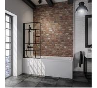 Schulte pare-baignoire, 80x140 cm, paroi de baignoire rabattable, réversible, volet pivotant, verre 5 mm, atelier, noir