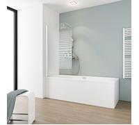 Schulte pare-baignoire, 80x140cm, paroi de baignoire réversible, pliant, rabattable, volet pivotant, bandes transversales, blanc