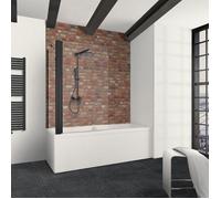 Schulte pare-baignoire, 80x75x140 cm, pare-baignoire d'angle pliant, rabattable, anticalcaire, verre 5 mm, transparent, profilé