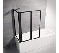 Schulte pare baignoire 87 x h.121 + paroi 70 cm noir 2 volets sans percer