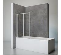 Schulte pare-baignoire, 87x120 cm, paroi de baignoire à coller, 2 volets pivotants, sans percer, verre 3 mm transparent,