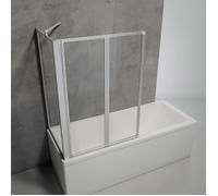 Schulte pare baignoire à coller 87 x 121 cm et paroi angle 70 cm, alu-argenté, fixation sans percer, 2 volets (48+41) pivotants rabattables, verre de sécurité 3 mm, joint d'étanchéité (2 colis!)