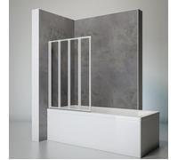 Schulte pare-baignoire, 93x120 cm, 4 volets, à coller, rabattable, sans percer, réversible, verre 3 mm, transparent, alu-argenté