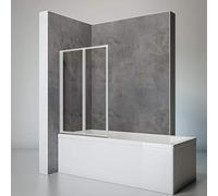 Schulte pare-baignoire, 87x120 cm, paroi de baignoire à coller, 2 volets pivotants, sans percer, verre 3 mm transparent,