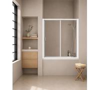 Schulte pare baignoire coulissant en niche l.160 x h.150 cm blanc 2 volets | verre trempé 6 mm plage de réglage 157-161 cm