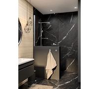 Schulte pare baignoire fixe 100x120cm aspect-chromé barre 120cm verre 5mm | volet fixe barre recoupable réversible verre trempé