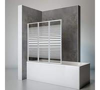 Schulte pare baignoire à coller l.127 x h.121 cm,alu-argenté, 3 volets (47+40+40) pivotants, sans percer, réversible, verre de sécurité 3 mm sérigraphié
