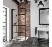 Schulte paroi de douche à l'italienne 100x200 cm anticalcaire verre 6 mm transparent style verrière industriel atelier noir