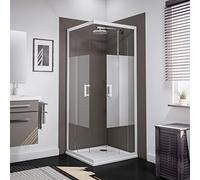 Schulte paroi de douche accès d’angle droit 90 x 90 x 190 cm, profilé blanc, portes coulissantes, verre de sécurité 5 mm décor décent, partiellement encadré, largeur d'accès 55 cm, réglage 88.5-90.0