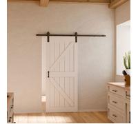 Schulte porte coulissante en bois, 102x215cm, porte intérieure pleine, porte de grange, chêne, oak blanc, système ouvert noir
