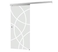 Schulte porte coulissante en verre, 83x203cm, porte coulissante intérieur, porte vitrée, décor cercles, 2 poignées ronde, fermeture en softclose
