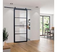 Schulte porte coulissante en verre, 90x215cm, porte coulissante intérieur, porte vitrée, décor industriel noir, système ouvert-double softclose