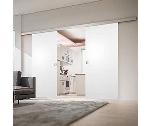 Schulte porte coulissante intérieure bois 151x203cm blanc double porte | poignée carrée