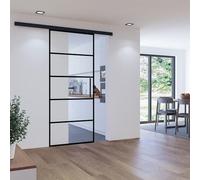 Schulte porte coulissante intérieure en verre, 102x220cm rayures noires | verre trempé 4 mm poignée barre