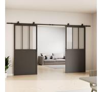 Schulte porte coulissante intérieure en verre, 205x215cm,noir | verre trempé 4 mm